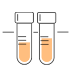 Drawing of test tubes, each containing a sample for testing.